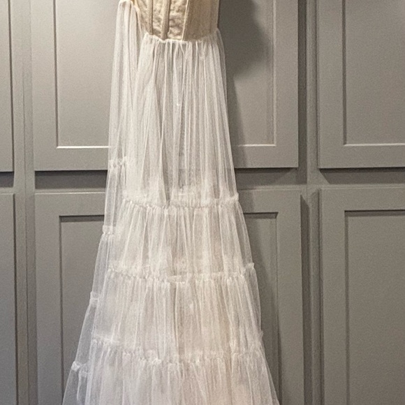 White Ruffle Strapless Maxi Dress - Picture 3 of 3